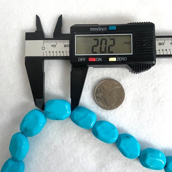 Sterling Silver 925 Southwest Style Chunky Beaded Dyed Turquoise Necklace 17.5" - Picture 15 of 16